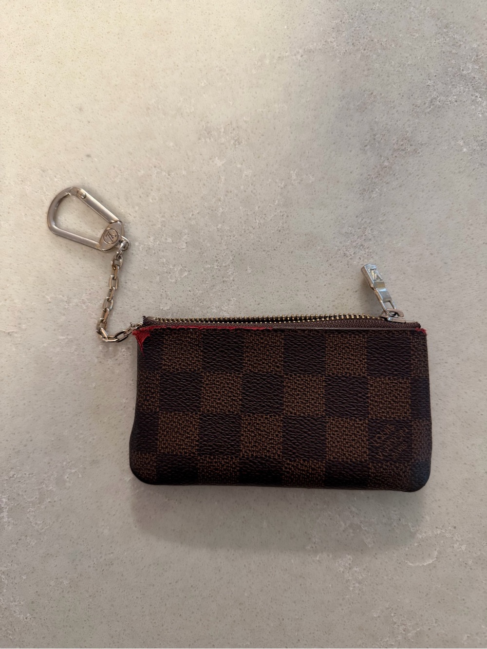 Louis Vuitton Damier Ebene Key Pouch Brown Checkered Print
